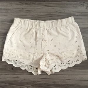 H&M Cream Laser Cut Elastic Shorts